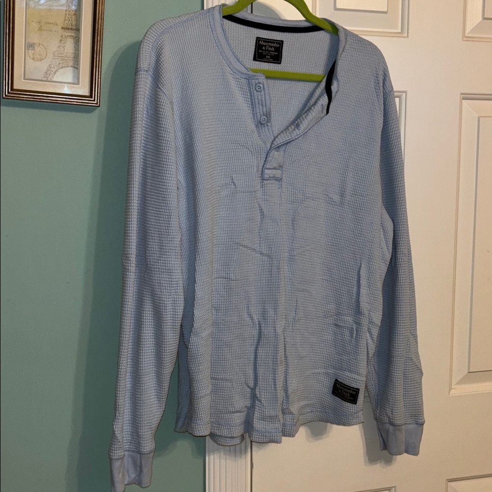 Abercrombie & Fitch light blue waffle shirt